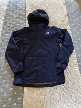 The North Face Rain Jacket - Boys/Girls Size L (14/16) - Navy Blue - Like New